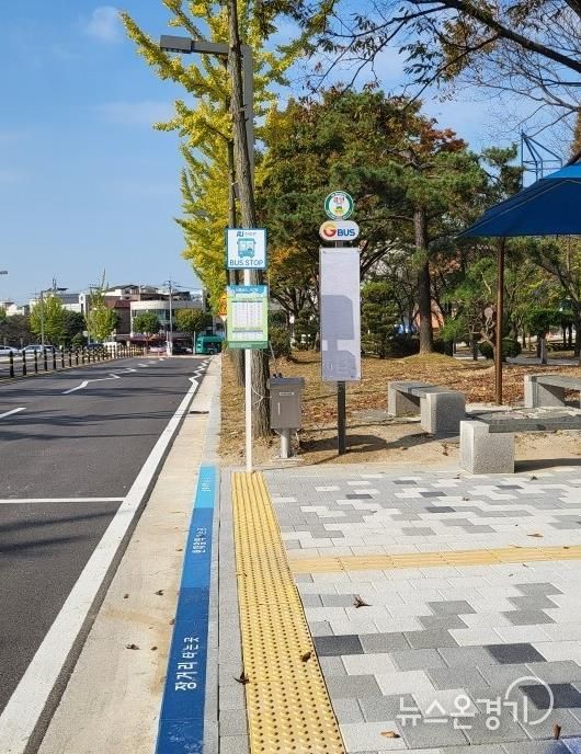 노선 연장으로 11월 1일부터 171번 버스가 정차하게 되는 안산대학교 교내 버스정류장 전경.