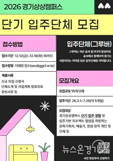 2025년 경기상상캠퍼스 단기입주단체 모집 포스터