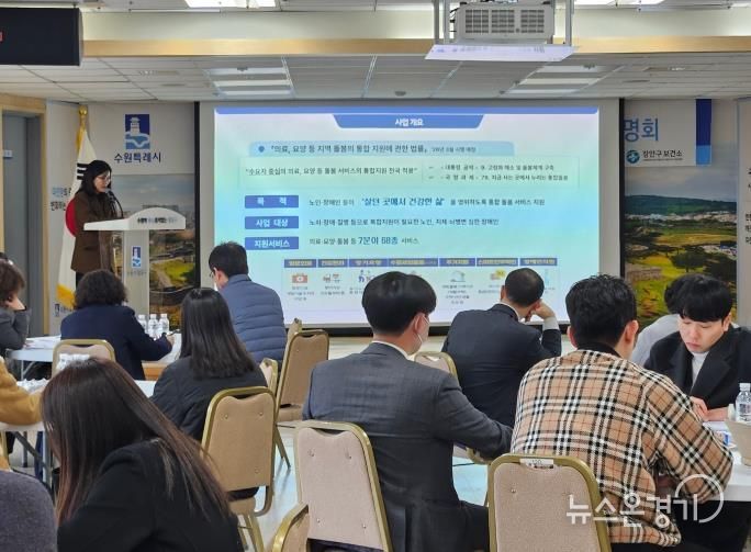 수원시가 ‘수원시 퇴원환자 통합돌봄 지원사업’ 참여 의료기관을 대상으로 설명회를 열고 있다.