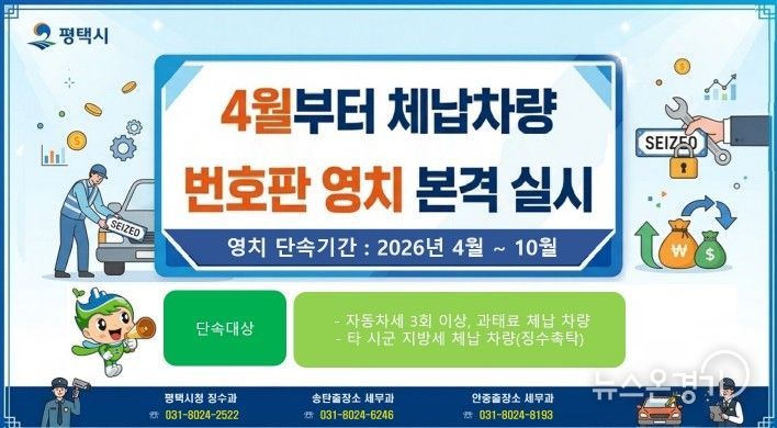 평택시, 4월부터 체납 차량 번호판 영치 본격 돌입